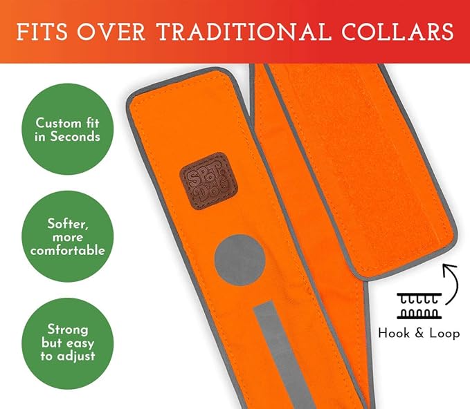 SPOT THE DOG! Reflective Dog Collar - Adjustable Pet Collars, Safe, Durable, Comfortable Dog Walking Accessories for Large Dog, Hunting Dog, Puppy, Lightweight Boy, Girl Dog Collars (Blaze Orange, L)