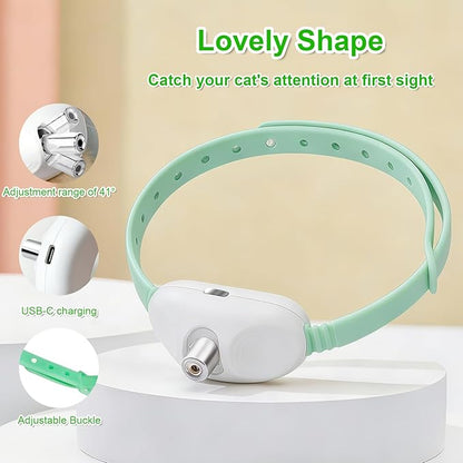 Walfront Automatic Interactive Cat Toy for Indoor Cats, USB Rechargeable Adjustable Height 9.1–13.4in with 2 Modes & 41° Angle, Hands-Free Chase Play for Kittens & Adult Cats, Fun Exercise-Green