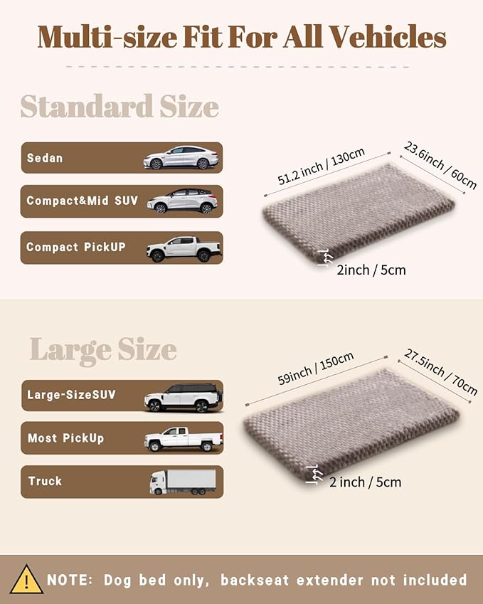 PetPurrio Backseat Pet Bed Mat, Non-Slip Travel Pet Mat, Dog Bed for Car Back Seat, Suitable for Backseat Extenders and Trucks SUVs