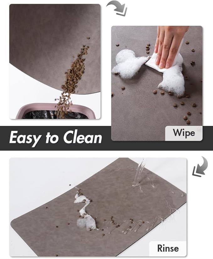 MontVoo-Absorbent Pet Feeding Mat-No Stains Pet Mat for Food and Water Bowl-Quick Dry Cat & Dog Food Mat Water Dispenser Mat-Pet Supplies Mat-Dog Water Bowl Mat for Messy Drinker,（Brown,16"x24"）
