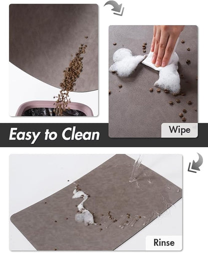 MontVoo-Absorbent Pet Feeding Mat-No Stains Pet Mat for Food and Water Bowl-Quick Dry Cat & Dog Food Mat Water Dispenser Mat-Pet Supplies Mat-Dog Water Bowl Mat for Messy Drinker,（Brown,12"x19"）