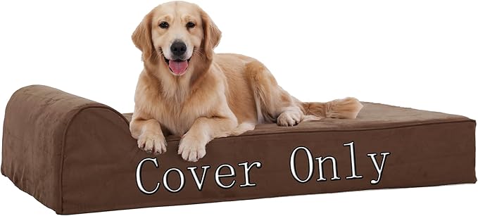 Rainmr Large Dog Bed Cover - Large Replacement Case for Memory Foam Pet Bed, Dog Bed Liner with Zipper, L Size, Chocolate, Covers Only