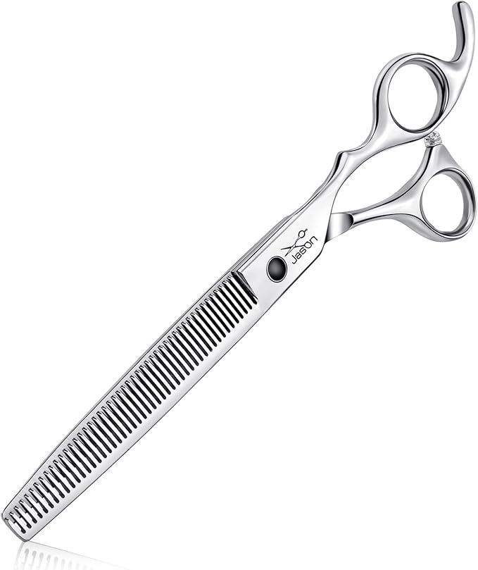 JASON 7.5" Dog Grooming Thinning Blending Scissor, Ergonomic Pet Grooming Thinner Blender Shears Cat Trimming Texturizing Kit with Offset Handle Christmas Gift