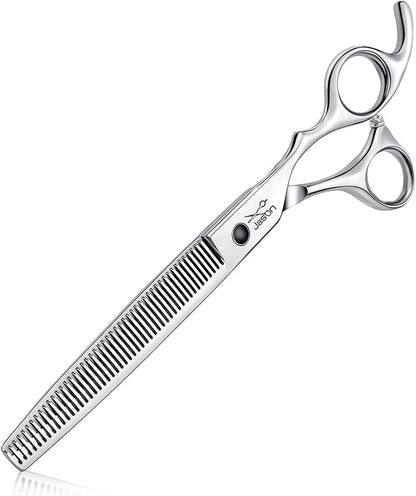 JASON 7.5" Dog Grooming Thinning Blending Scissor, Ergonomic Pet Grooming Thinner Blender Shears Cat Trimming Texturizing Kit with Offset Handle Christmas Gift