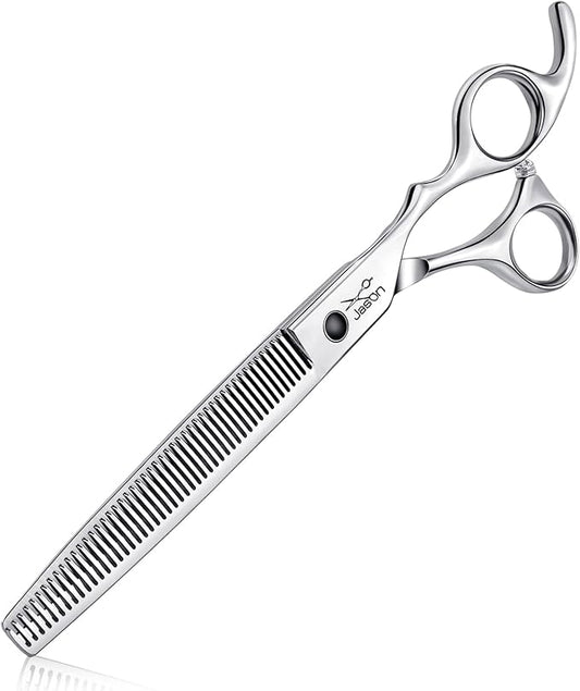 JASON 7.5" Dog Grooming Thinning Blending Scissor, Ergonomic Pet Grooming Thinner Blender Shears Cat Trimming Texturizing Kit with Offset Handle Christmas Gift