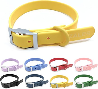 ZALER Waterproof Dog Collar, Adjustable Odor Proof Dog Collars Easy to Clean, Soft Comfortable Pet Collars for Large, Medium Small Dogs (Butter Yellow, S(Length:8.6''-12.6''; Width:0.75''))