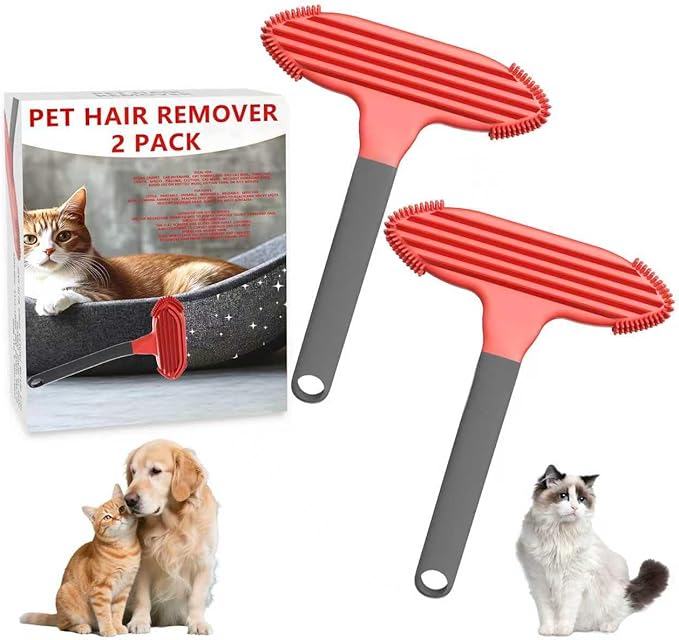 Pet Hair Removal Tool for Dog and Cat,Pet Hair Remover Removes Fur and Lint from Couch,Carpet,Cat Tree Tower Bed,Car Interiors,Rug,Mat,Coat,and Various Furniture,Silicone Material,Reusable,2 Pack