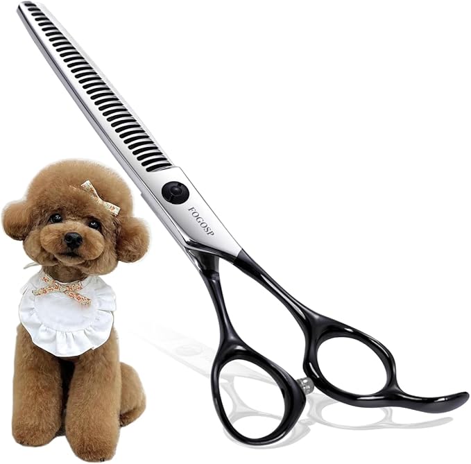 FOGOSP Dog Thinning Shears for Grooming 36 Teeth 6.5" Dog Blending Shears for Grooming Small Medium Dogs Professional Pet Thinners Blenders Scissors for Right Groomer(Blender, Black)