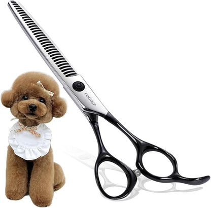 FOGOSP Dog Thinning Shears for Grooming 36 Teeth 6.5" Dog Blending Shears for Grooming Small Medium Dogs Professional Pet Thinners Blenders Scissors for Right Groomer(Blender, Black)