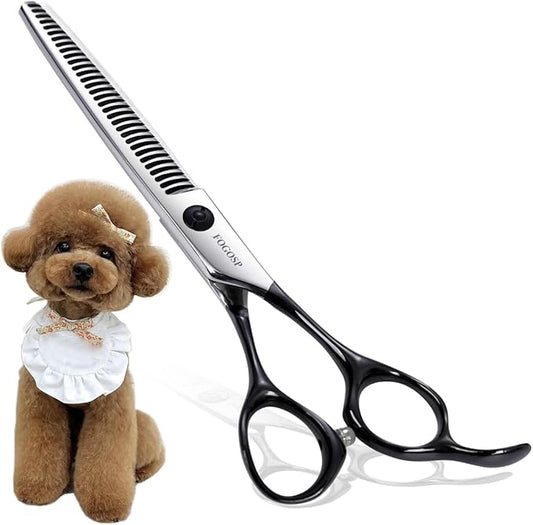 FOGOSP Dog Thinning Shears for Grooming 36 Teeth 6.5" Dog Blending Shears for Grooming Small Medium Dogs Professional Pet Thinners Blenders Scissors for Right Groomer(Blender, Black)