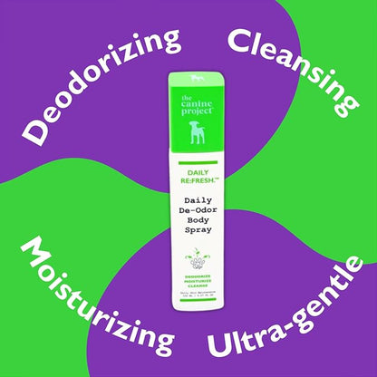 The Canine Project Luxury Daily Dog Deodorant & Grooming Spray – Long-Lasting, Odor Eliminating Pet Deodorizer Spray for Dogs’ Coat & Skin – Gentle & Clean, Irresistible Fresh Spa Scent 5.07 Fl oz.