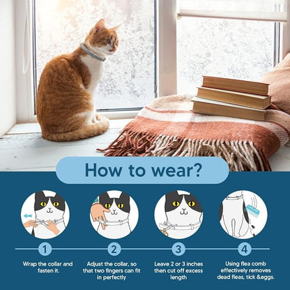 UDyoude Flea Collar for Cats, Cat Flea and Tick Collar, Cat Flea Collars, Kitten Tick Collars, Adjustable 8 Months Protection (Pack of 2)