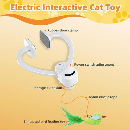 CATPICK Interactive Cat Toys for Indoor Cats Automatic Electric Flying Bird Feather Mouse Toy - Best Kitten & Adult Cat Enrichment Mouse cat Toy Hanging Electric Kitty Toys for Bored Cats