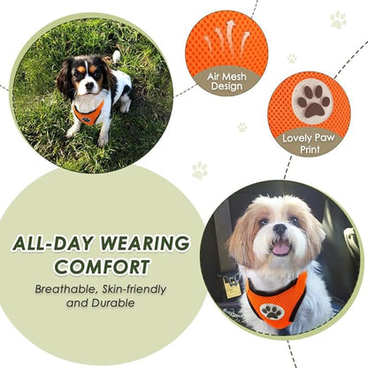 Lukovee Dog Seat Belt for Car, Adjustable Dog Car Harness for Large Medium Small Dogs, Soft Padded & Breathable Mesh Dog Seatbelt with Car Vehicle Connector Strap (Orange Double Clip,Large)