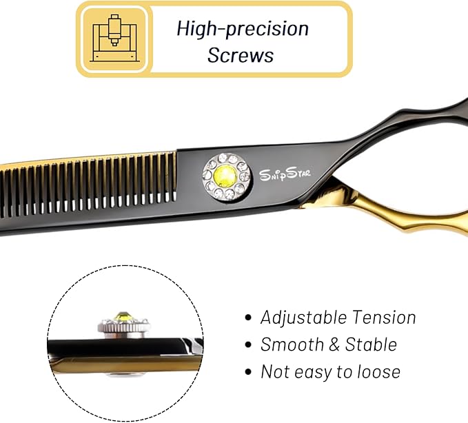 7.5inch 25° Curved Thinning Shears for Dog Grooming Scissors, 56 Teeth High-end Dog Trimming Scissors, VG10 Steel Sharp Blender, Ergonomic Professional Pet Shears for Dogs Cats Face Paws Limbs Groomer
