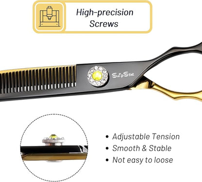 7.5inch 25° Curved Thinning Shears for Dog Grooming Scissors, 56 Teeth High-end Dog Trimming Scissors, VG10 Steel Sharp Blender, Ergonomic Professional Pet Shears for Dogs Cats Face Paws Limbs Groomer