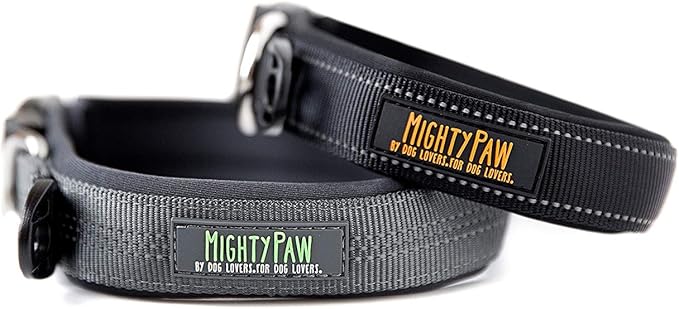 Mighty Paw Dog Collar - Neoprene Padded - Reflective for Running - Extra Comfort for Active Dogs - Padded and Comfortable Collar for All Breeds - Heavy Duty