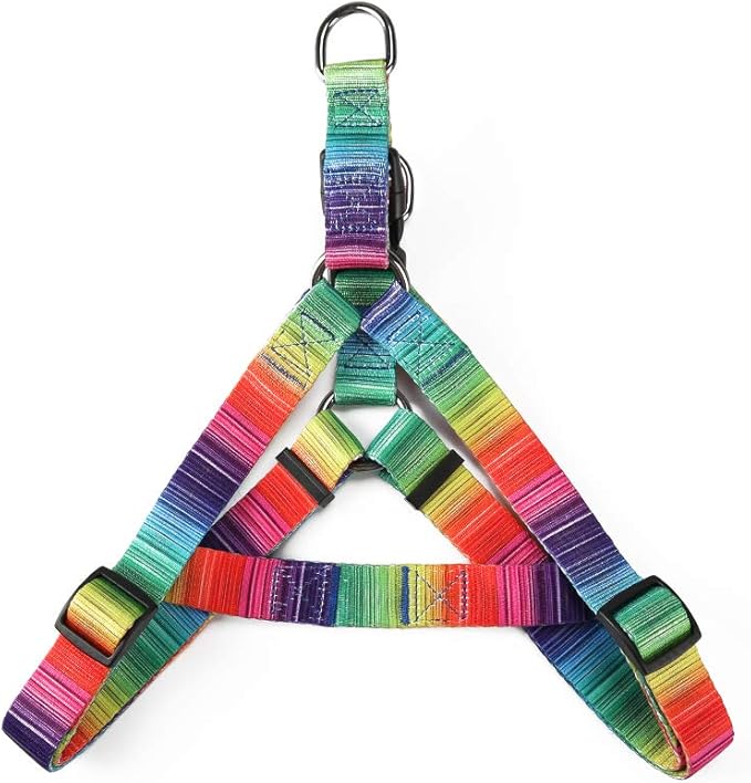 Adjustable Dog Harness, Vibrant Print, Multicolor, Pattern-A, S (Chest Girth 14.2"-19.7"), Unique Printing; Easy to Use