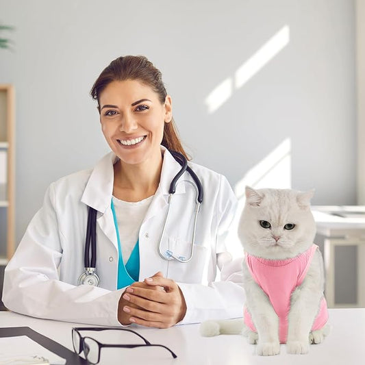 Avont Cat Recovery Suit - Kitten Onesie for Cats After Surgery, Cone of Shame Alternative Surgical Spay Suit for Female Cat, Post-Surgery or Skin Diseases Protection -Pink(S)