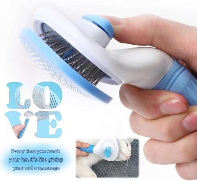 JRKOETY Cat Brush Self Cleaning, Ergonomic Handle,Slicker Cat Brush with Release Button,Tool Suitable for Cats and Dogs Pet Hair Cleaner, Easy to Remove Loose Undercoat ﻿ ﻿