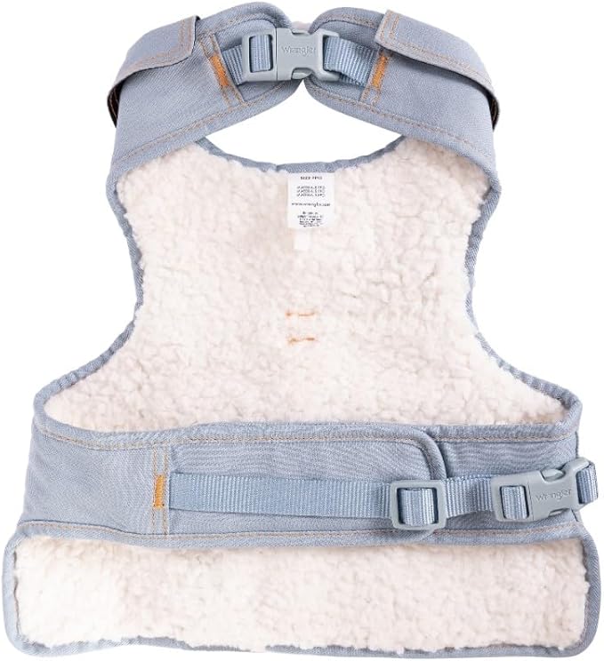Wrangler Light Wash Dog Vest Harness with Sherpa-XS