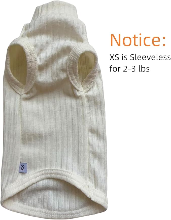 Sphynx Cats Shirt Cat Turtleneck Cotton Sweater Pullover Kitten T-Shirts with Sleeves Cat Pajamas Jumpsuit for Sphynx Cornish Rex, Devon Rex, Peterbald (White, X-Small)