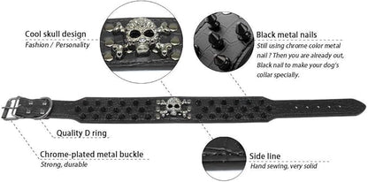 Serijoars Spiked Studded Dog Collar, PU Leather Dog Collar, Adjustable Pet Collars for Medium or Large Breed Pet (L, Leopard2)