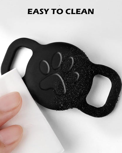 Dynmeow Dog Cat Collar Holder Compatible with Airtag, Anti-Lost Silcione Holder for 3/8 and 5/8 Inch Wide Collars, Black, S(1 Pack)