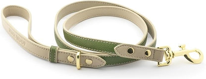 Nina Woof Rio Vegan Leather Dog Leash (4ft) Padded Luxury Lead for Dogs & Ideal Long Compatible with Dog Collars (Olive)