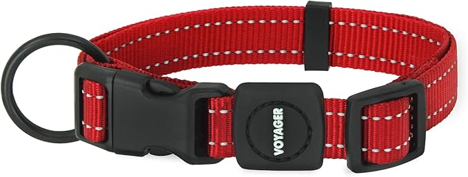 Best Pet Supplies Voyager Reflective Dog Leash or Collar with Neoprene Handle, for Small, Medium, and Large Breed Puppies, Cute and Heavy Duty for Walking, Running and Training - Red, M