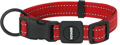 Best Pet Supplies Voyager Reflective Dog Leash or Collar with Neoprene Handle, for Small, Medium, and Large Breed Puppies, Cute and Heavy Duty for Walking, Running and Training - Red, M