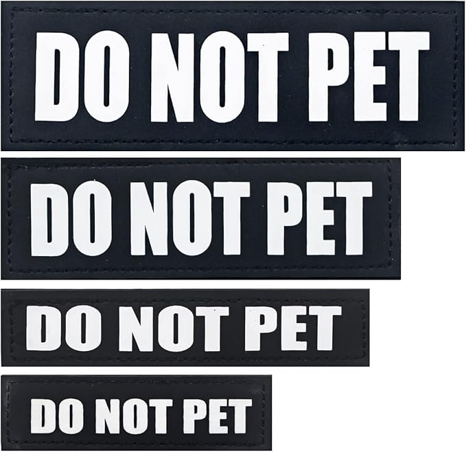 Removable Service Dog Patches, 2Pack Dog Harness Patch with Hook Backing, Black Vest Patches for in Training Dogs, DO NOT PET-XS