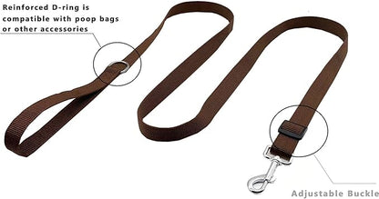 6FT/ 10FT Adjustable Dog Leash, Nylon Dog Leashes for Medium Large Dogs (6FT, Brown)