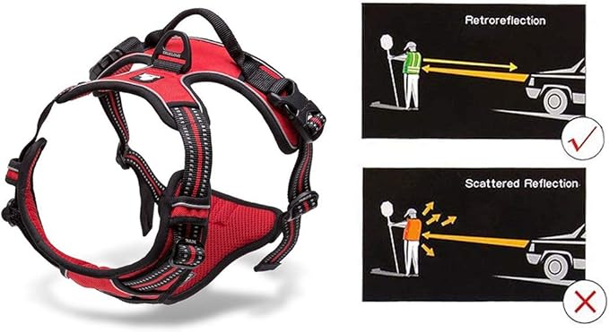 JUXZH Truelove No Pull Dog Harness with Easy Control Handle and 2 Leash Attachments,Reflective Adjustable Pet Vest