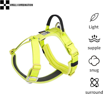 Adjustable Dog Harness with Handle, Padded Comfort,Small, Medium and Large Dogs (Lemon Yellow, XS)
