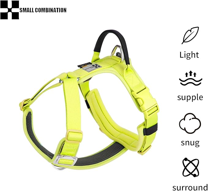 Adjustable Dog Harness with Handle, Padded Comfort,Small, Medium and Large Dogs (Lemon Yellow, S)