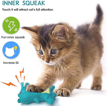 AZOFFYIU Cat Toys, Interactive Cat Toy for Indoor Cats, Soft and Durable Crinkle Sound Catnip Toys, Catnip Filled Mouse Cat Teething Chew Toy (Pack of 12) (002, Large)