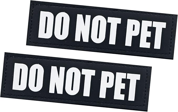 2Pack Removable Service Dog Patches, Hook Backing Patches for Dog Harness, Black in Training Dog Patches, Dog Vest Patches, DO NOT PET-M