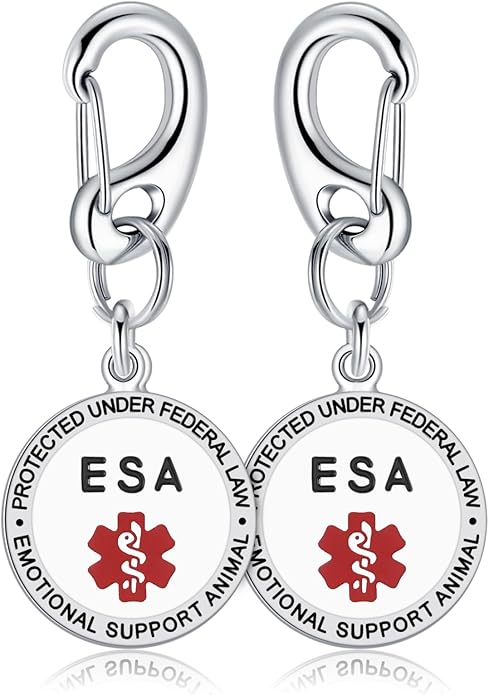 Leash King Service Dog Tag/ESA Animal Tag - Double Sided with Federal Protection & Red Medical Alert Symbol| Easily Attach to Collar, Harness, Vest | Service Dog Identification Tag