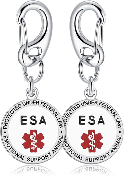 Leash King Service Dog Tag/ESA Animal Tag - Double Sided with Federal Protection & Red Medical Alert Symbol| Easily Attach to Collar, Harness, Vest | Service Dog Identification Tag