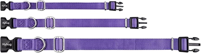 Hyhug Medium Dog Collar:Heavy-Duty Quick-Release Nylon Buckle, Adjustable & Durable, Cute Dog Collar (Medium, Ultra Violet)