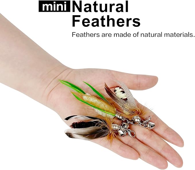 TTcat Feathe Cat Toy Attachments,3 Pcs Mini Insects Refills, Cat Toys Replacement Feathers for Cat Wand.