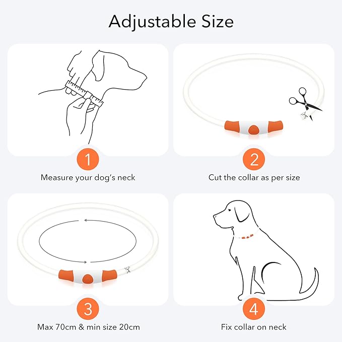 Colaseeme LED Dog Collar, Light Up Dog Collar 1 Count USB Rechargeable TPU Glow Safety Dog Necklace Light, Dog Lights for Medium Large Dogs (Orange)