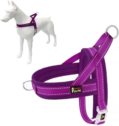 Plutus Pet No Pull Dog Harness with Breathable Mesh Padded, Adjustable Reflective Escape Proof Dog Harness, Quick Fit Dog Vest Harness for Small Medium Large Dogs(XL, Purple)