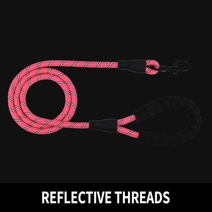 Panykoo 5/6 FT Strong Pet Dog Leash with Soft Padded Handle,Highly Reflective Rope for Night Walking,360-Degree Rotating Metal Buckle Without Tangles,Suitable for Small,Medium and Large Dogs.(6ft)