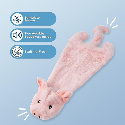 Best Pet Supplies Squeaky Dog Toys with Soft Durable Fabric for Small, Medium and Large Pets Interactive Toy for Indoor Play, Supports Active Biting and Play - Pig, Large