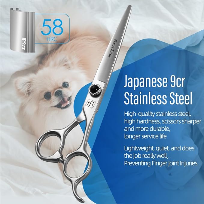 Fenice Totem Dog Grooming Scissors: 7.5 inch Professional Pet Shears Made Of Japanese 9CR Advanced Stainless Steel for Dogs Cats and Other Pets