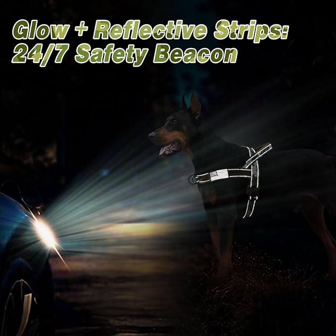 Forestpaw No Pull Dog Harness with Large Handle,Slip on Reflective Vest with Quick Release Buckle,Comfortable Flannel Lining for Medium Large Dogs Walking Training (Includes 3 Patches),Green Camo M