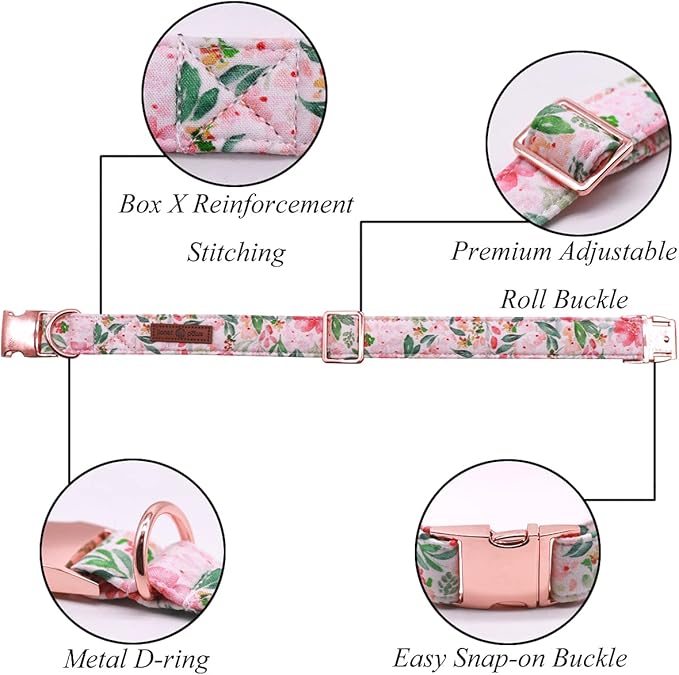 Lionet Paws Dog Collar with Flower, Soft and Comfortable, Adjustable Collar for Small Dogs Girl, Neck 10-16 inches