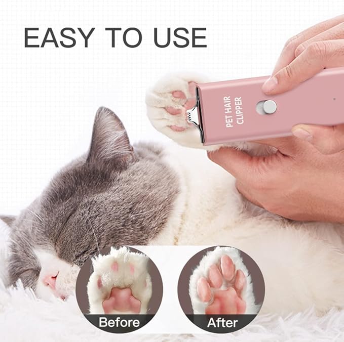 Tileon Feet Hair Trimmer, Dog Clippers,Quiet Washable USB Rechargeable Cordless Dog Grooming Kit,Electric Pets Hair Trimmers Shaver Shears for Dogs and Cats Pink